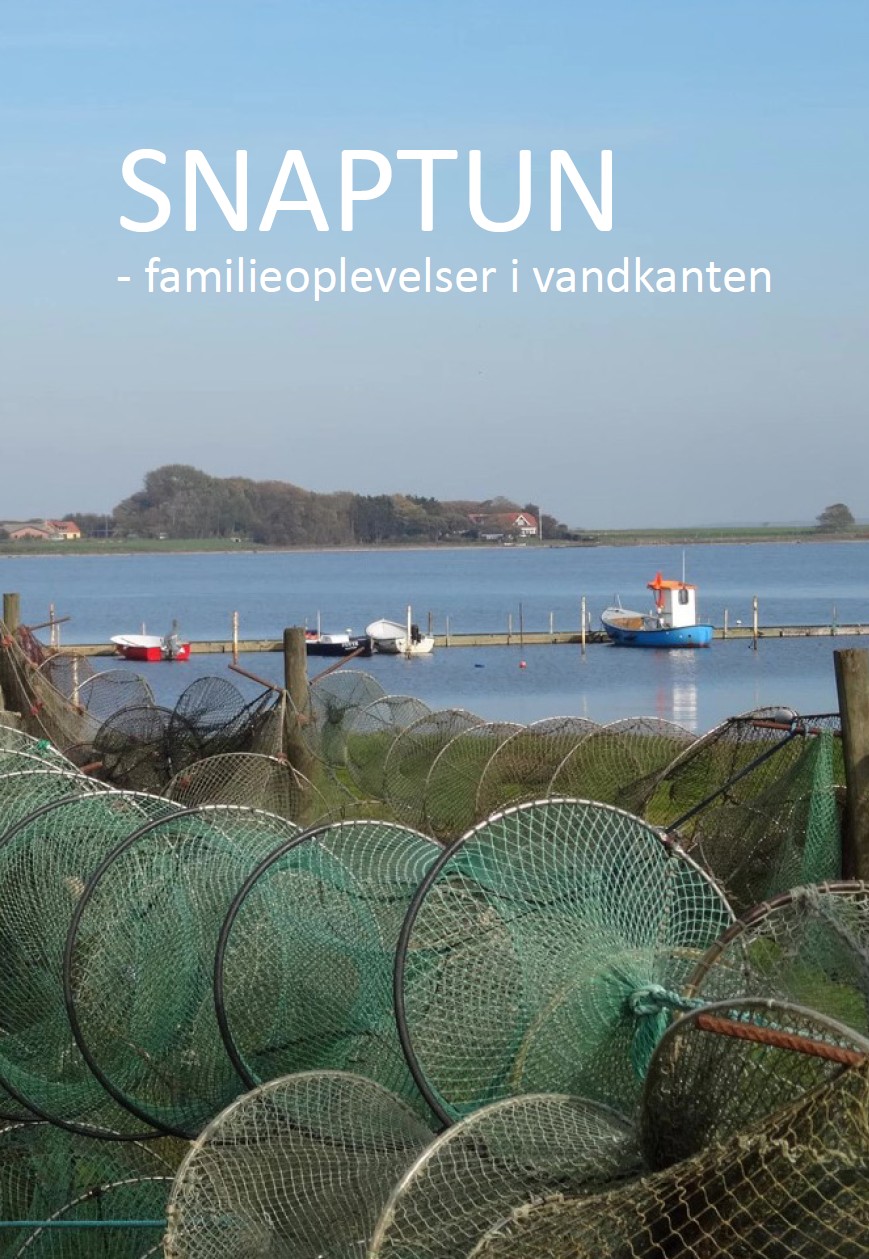 Forside til lokalfolder om Snaptun. Viser et fiskegarn ligge på havnen